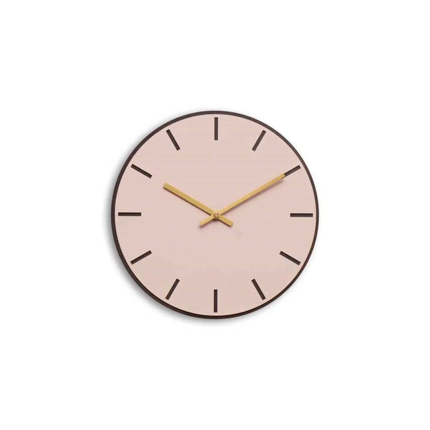 Hemverk - Vægur - Mørk Eg/Powder Dusty Rose - Guld visere - Ø28 cm