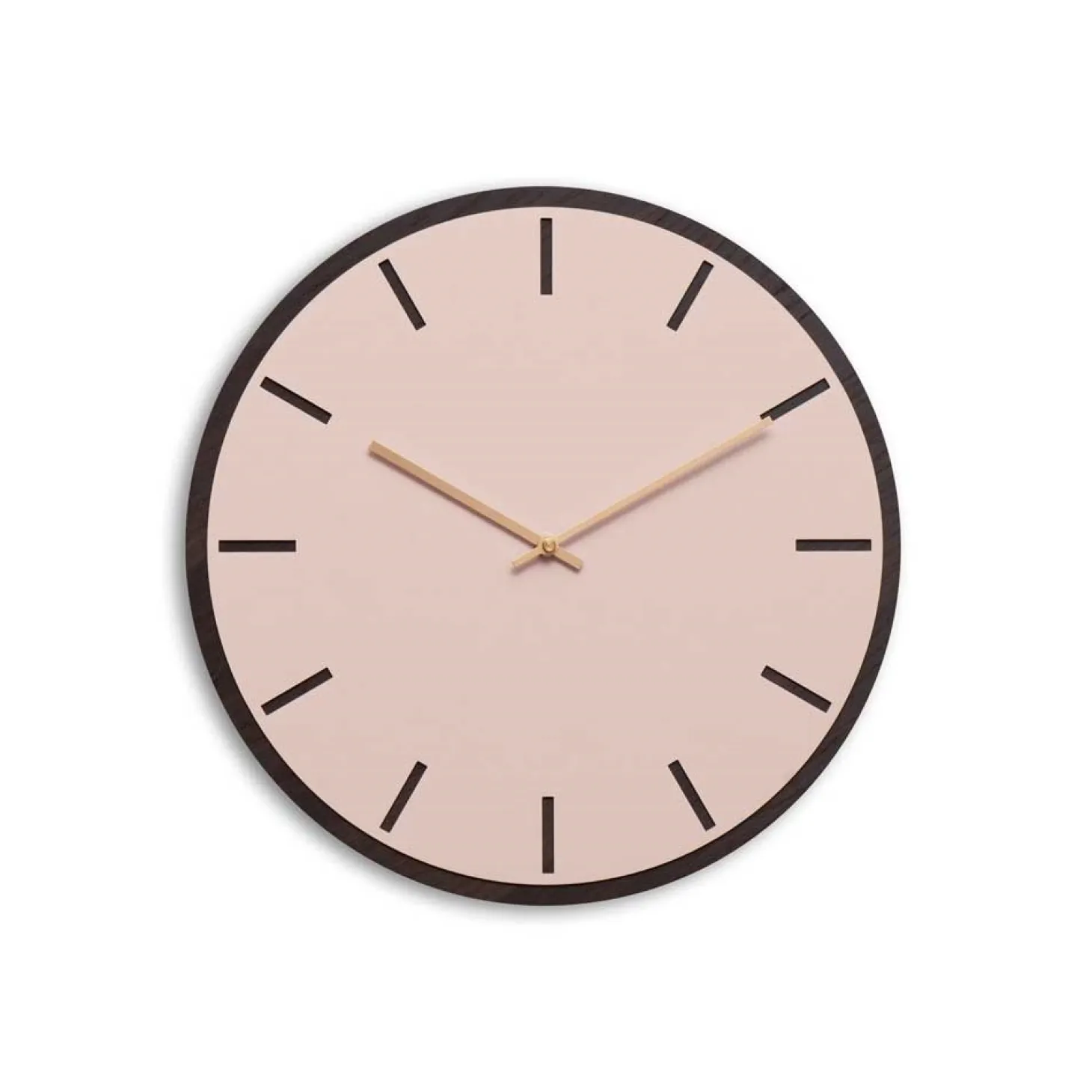 Hemverk - Vægur - Mørk Eg/Powder Dusty Rose - Kobber visere - Ø38 cm