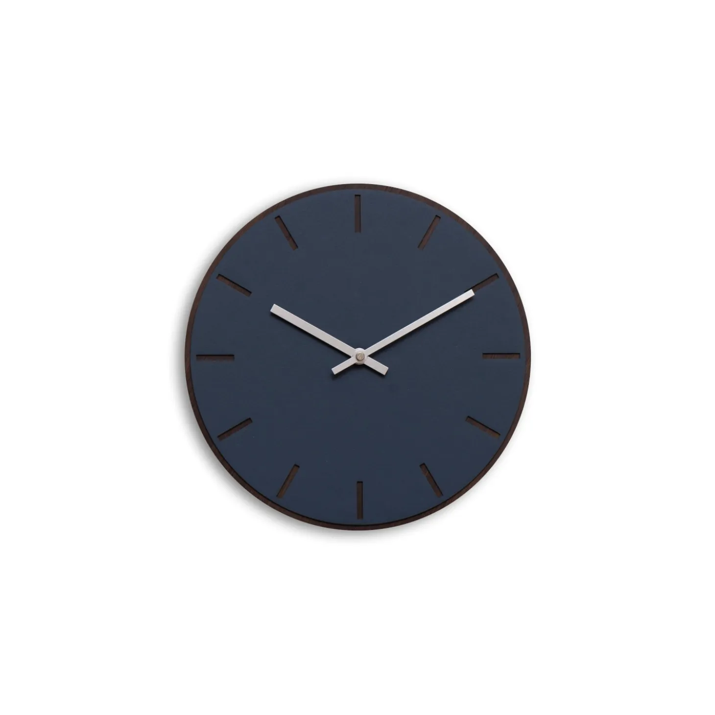 Hemverk - Vægur - Mørk Eg/Smokey Blue - Sølv visere - Ø28 cm