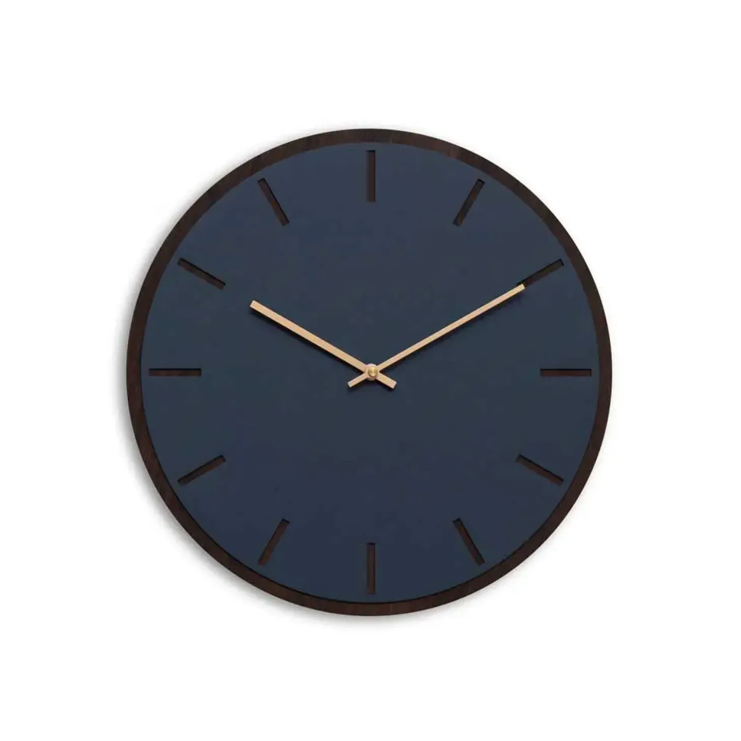 Hemverk - Vægur - Mørk Eg/Smokey Blue - Kobber visere - Ø38 cm