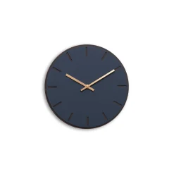 Hemverk - Vægur - Mørk Eg/Smokey Blue - Kobber visere - Ø28 cm