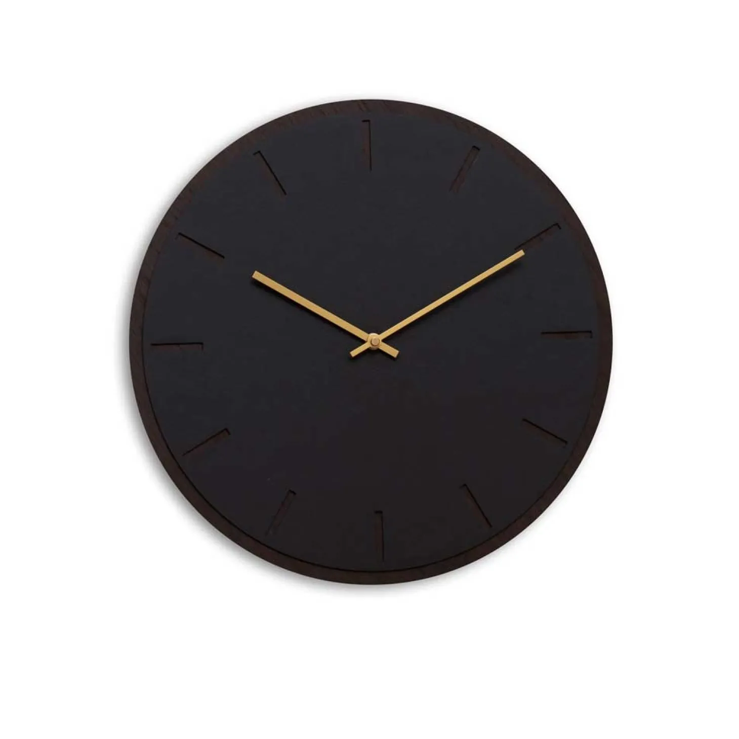 Hemverk - Vægur - Mørk Eg/Sort - Guld visere - Ø38 cm