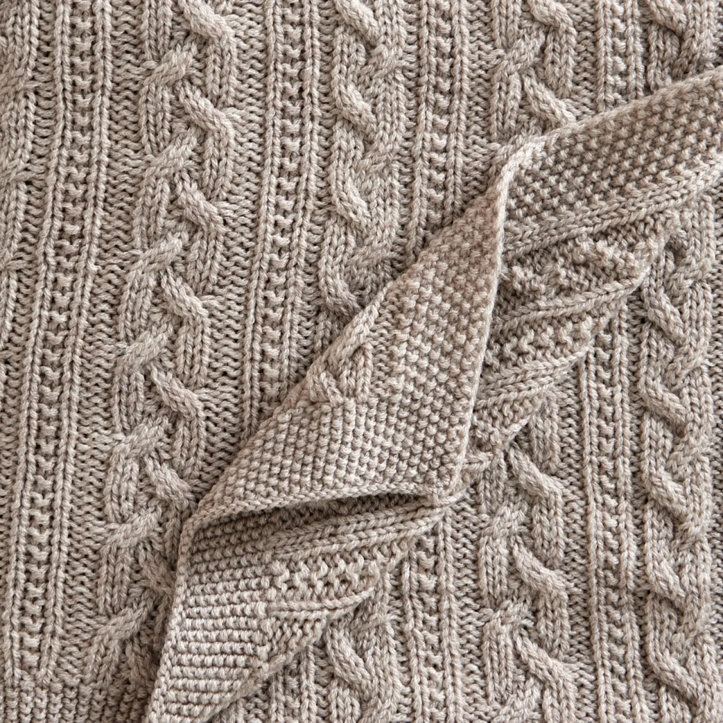 Jack o Juno - Tæppe - Knitted Merino Wool Blanket - Lys Brun - 80x100 cm