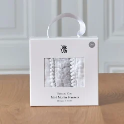 Jack o Juno - Tæppe/Klud - Pom Pom Mini Muslin Blankets (3-pack) - Hvid/Grå