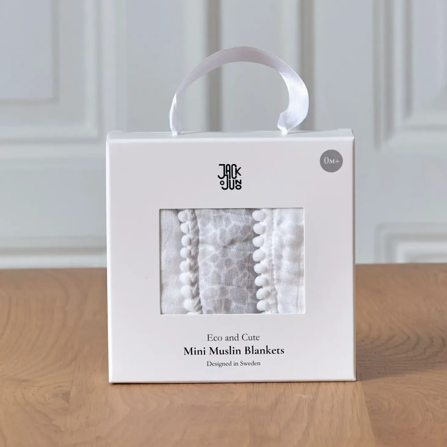 Jack o Juno - Tæppe/Klud - Pom Pom Mini Muslin Blankets (3-pack) - Hvid/Grå