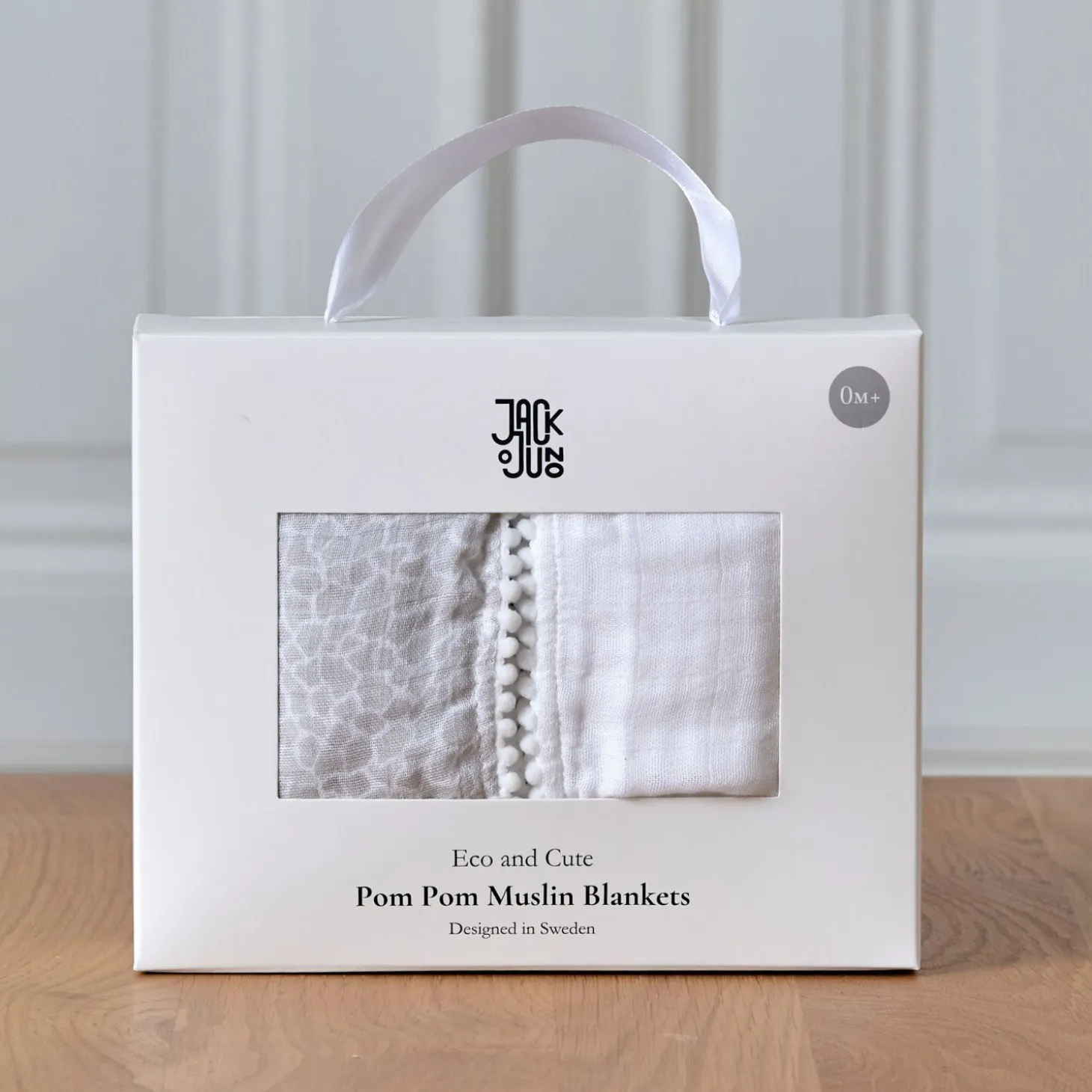 Jack o Juno - Tæppe/klud - Pom Pom Muslin Blankets (2-pack) - Hvid/Grå
