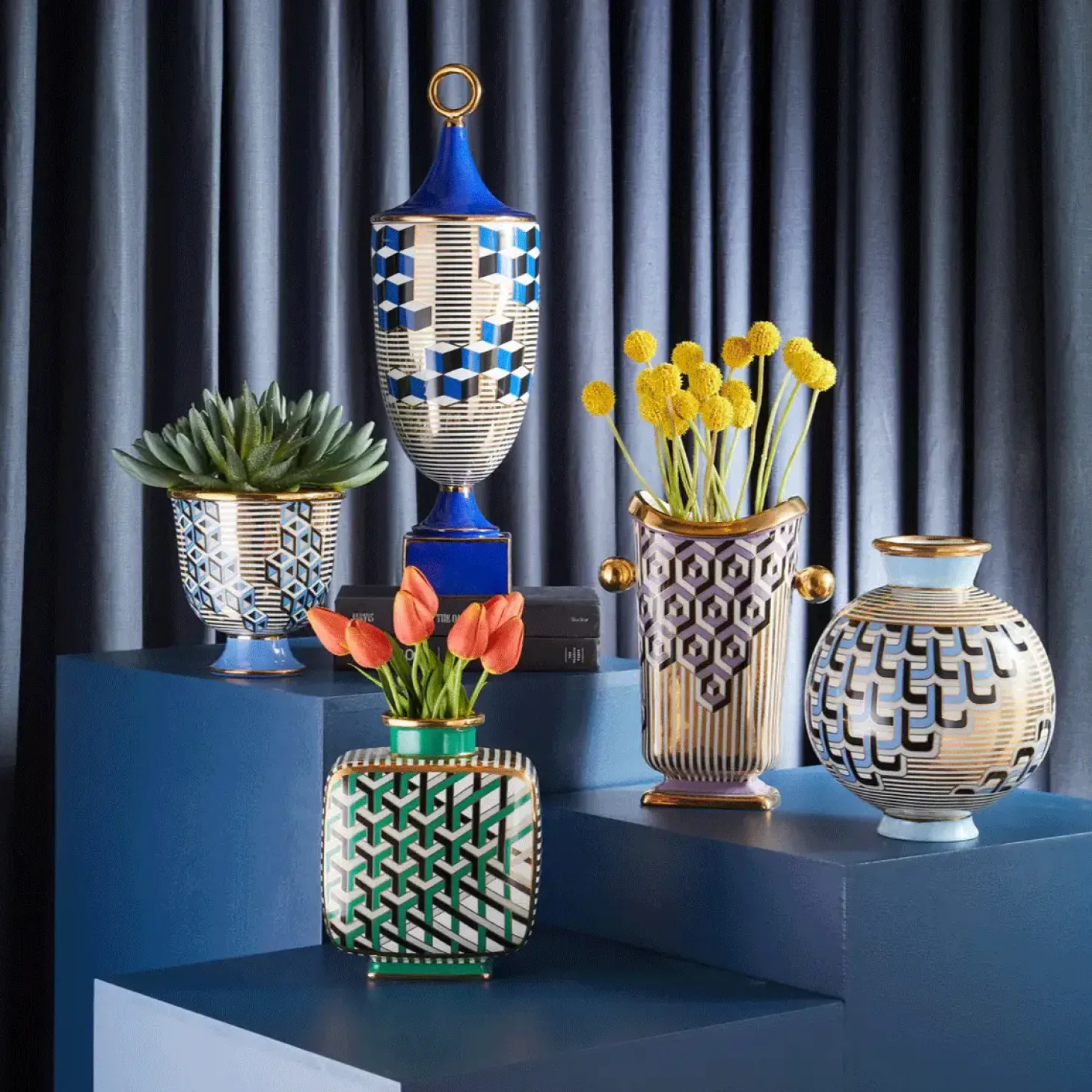 Jonathan Adler - Vase - Versailles Puzzle - 19,7 x 23,5 cm