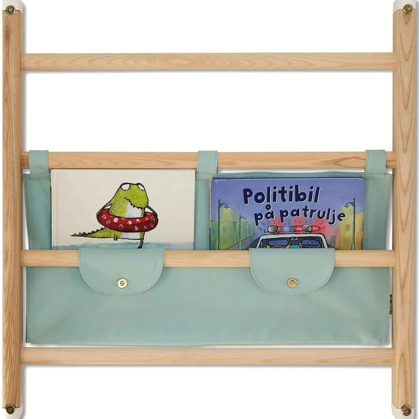KAOS - Tekstilhylde til ribbevæg - mint - Endeløs canvas shelf dusty aqua