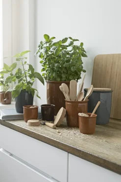 Knabstrup Keramik - syltekrukke 1 l. terracotta