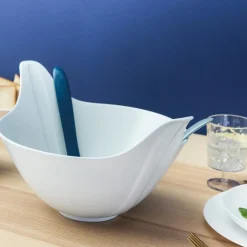 Koziol - Leaf - Salatskål og salatbestik- Hvid/Sort/Grå