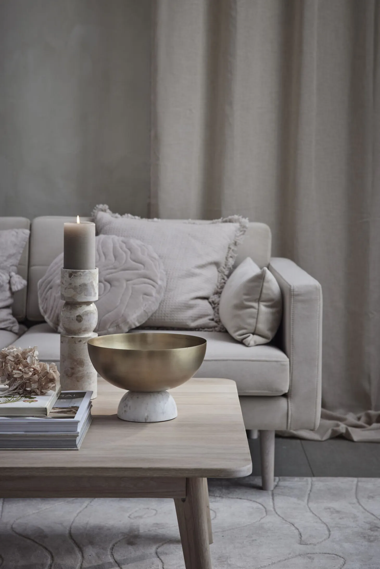 Lene Bjerre - Ellia Marmor lysestage H30 cm - Sand