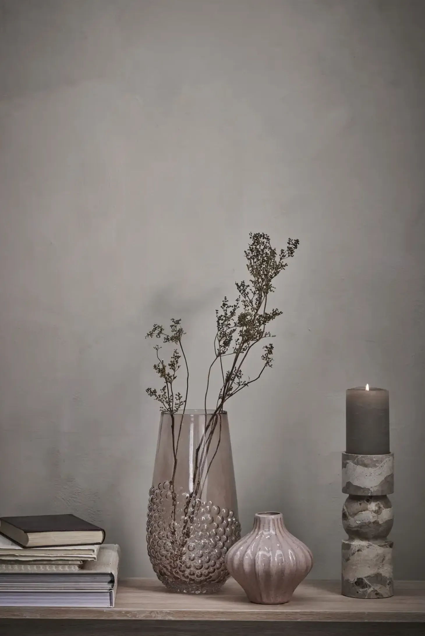 Lene Bjerre - Ellia Marmor lysestage H23 cm. sand