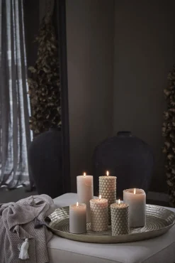 Lene Bjerre - Rustic bloklys sølvgrå stor