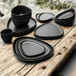 LindDNA - Curve Tallerken - Lunch Plate - 2 stk. - Sort