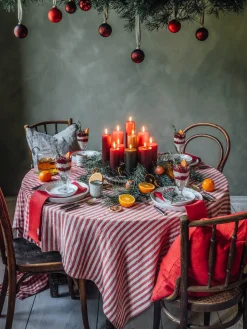 Lovely Linen - Dug - Misty - Edge - Real Red / Rød - 145x250 cm