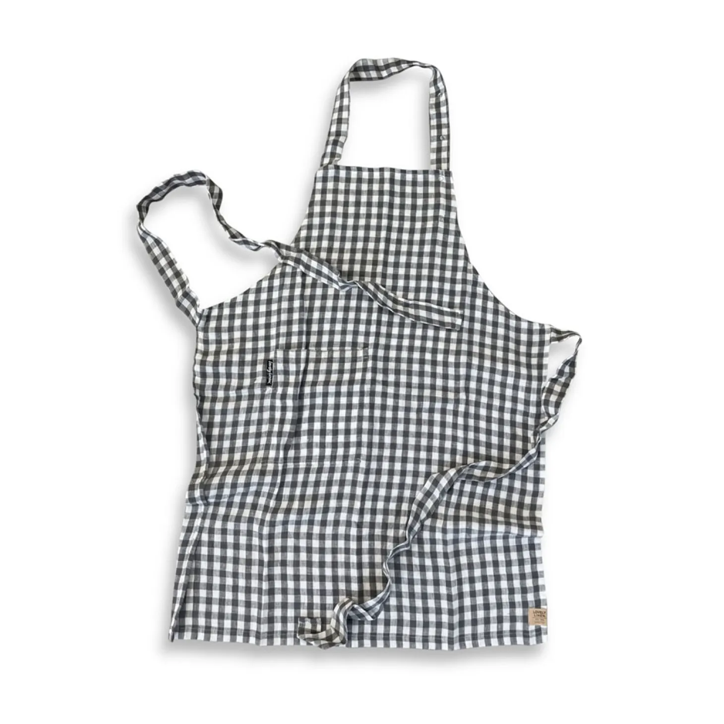 Lovely Linen - Forklæde - Misty Button - Square - Dark Grey / Mørkegrå