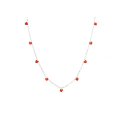 LULU Copenhagen - Halskæde - Love U - Sølv/Lipstick Red