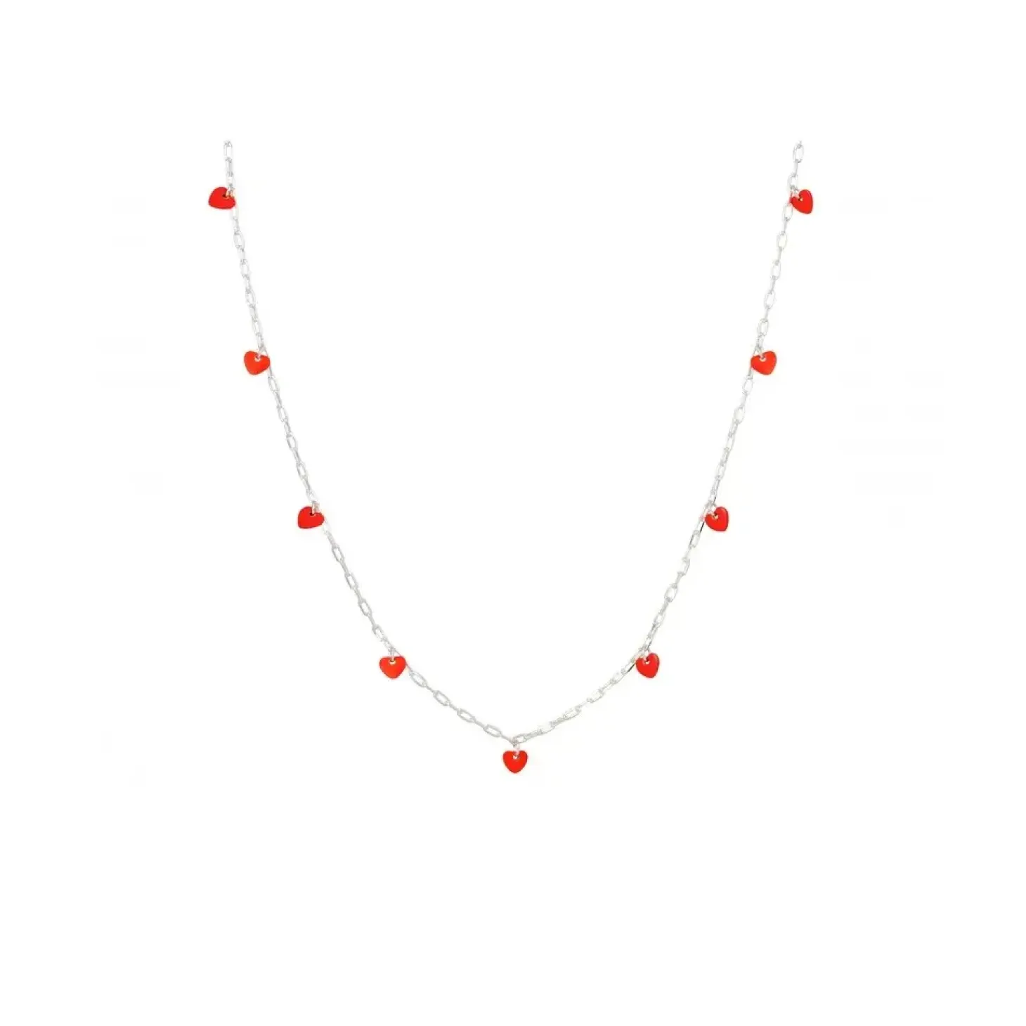LULU Copenhagen - Halskæde - Love U - Sølv/Lipstick Red