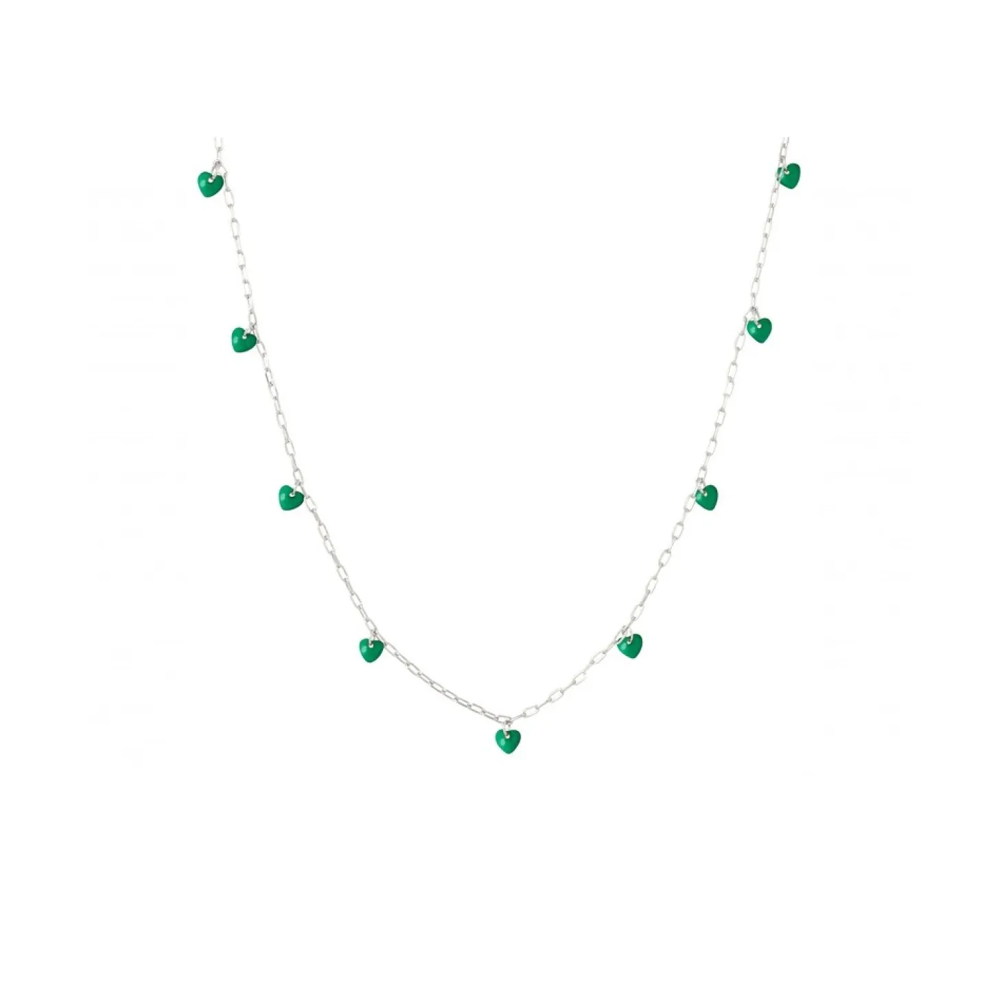 LULU Copenhagen - Halskæde - Love U - Sølv/Light Green