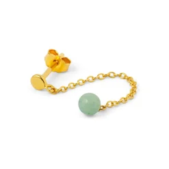 LULU Copenhagen - Natural Stone Chain Ørestik, Light Green (1 stk.)