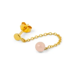 LULU Copenhagen - Natural Stone Chain Ørestik, Rose (1 stk.)