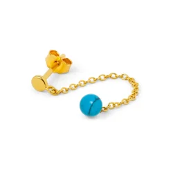 LULU Copenhagen - Natural Stone Chain Ørestik, Turkis (1 stk.)