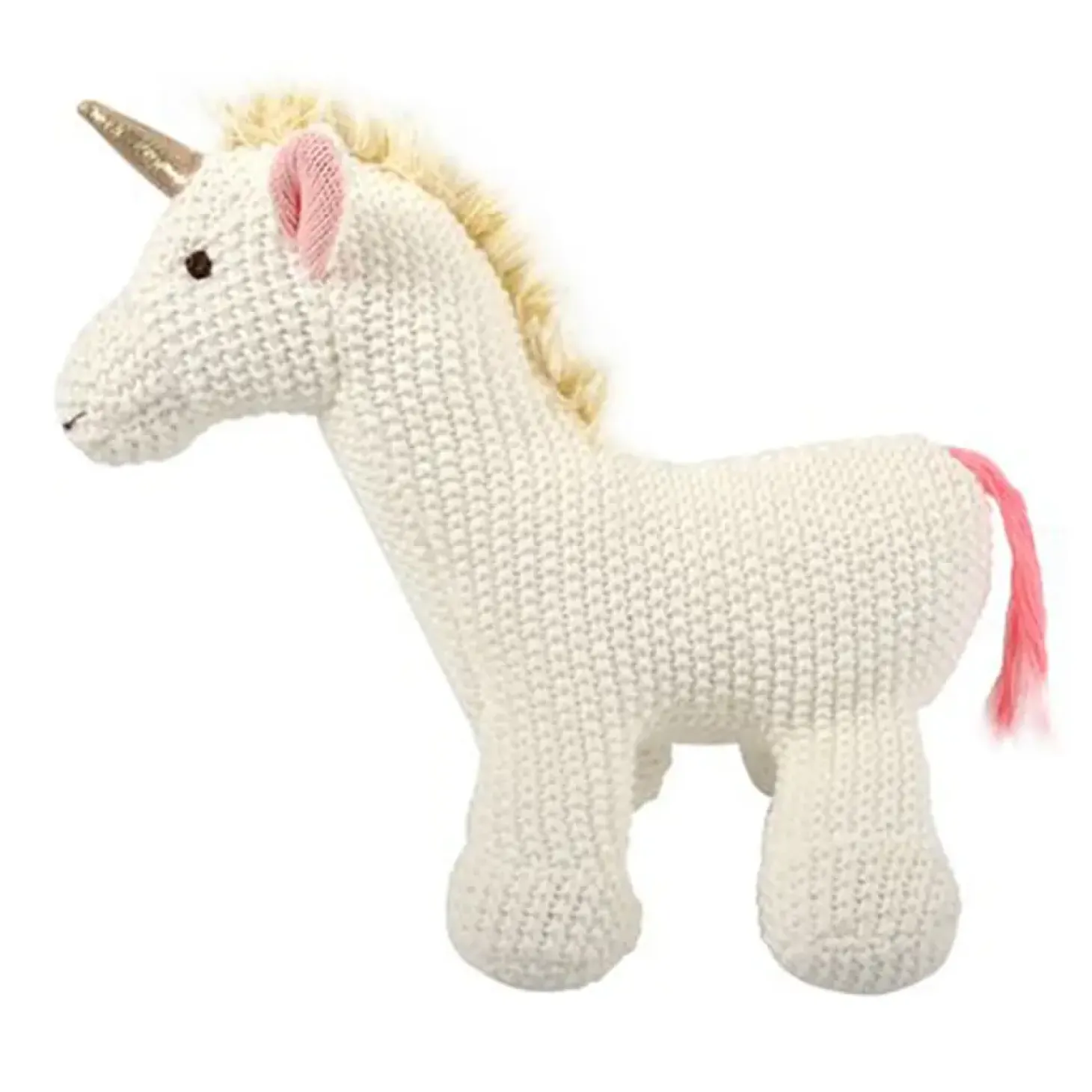 Magni - Bamse enhjørning i strik, 20 cm.