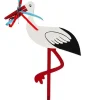 Magni - Fødselsstork i træ med rødt og blåt bånd, lille, 55 cm.