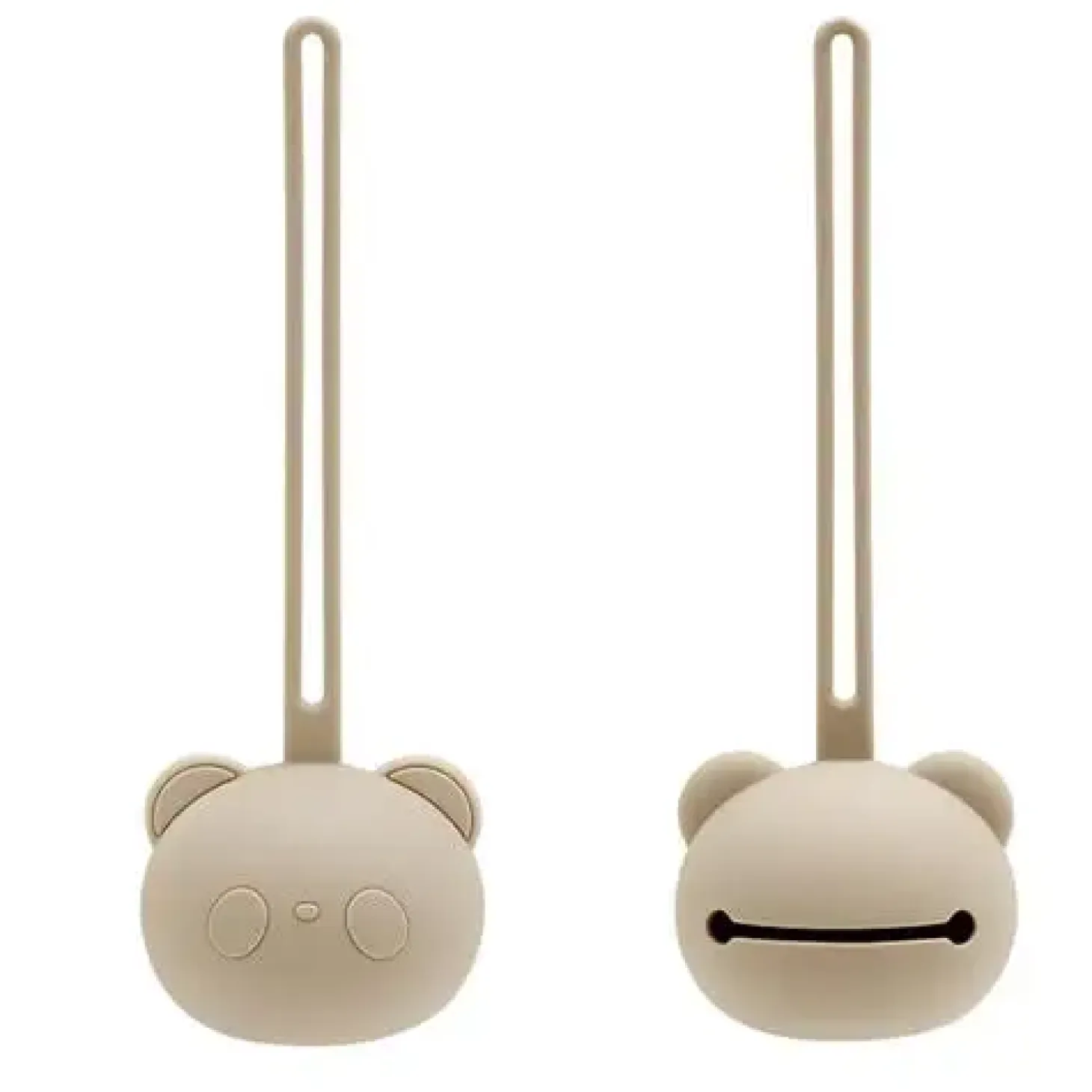 Magni - Sutteholder i LFGB silikone med bamsemotiv, beige