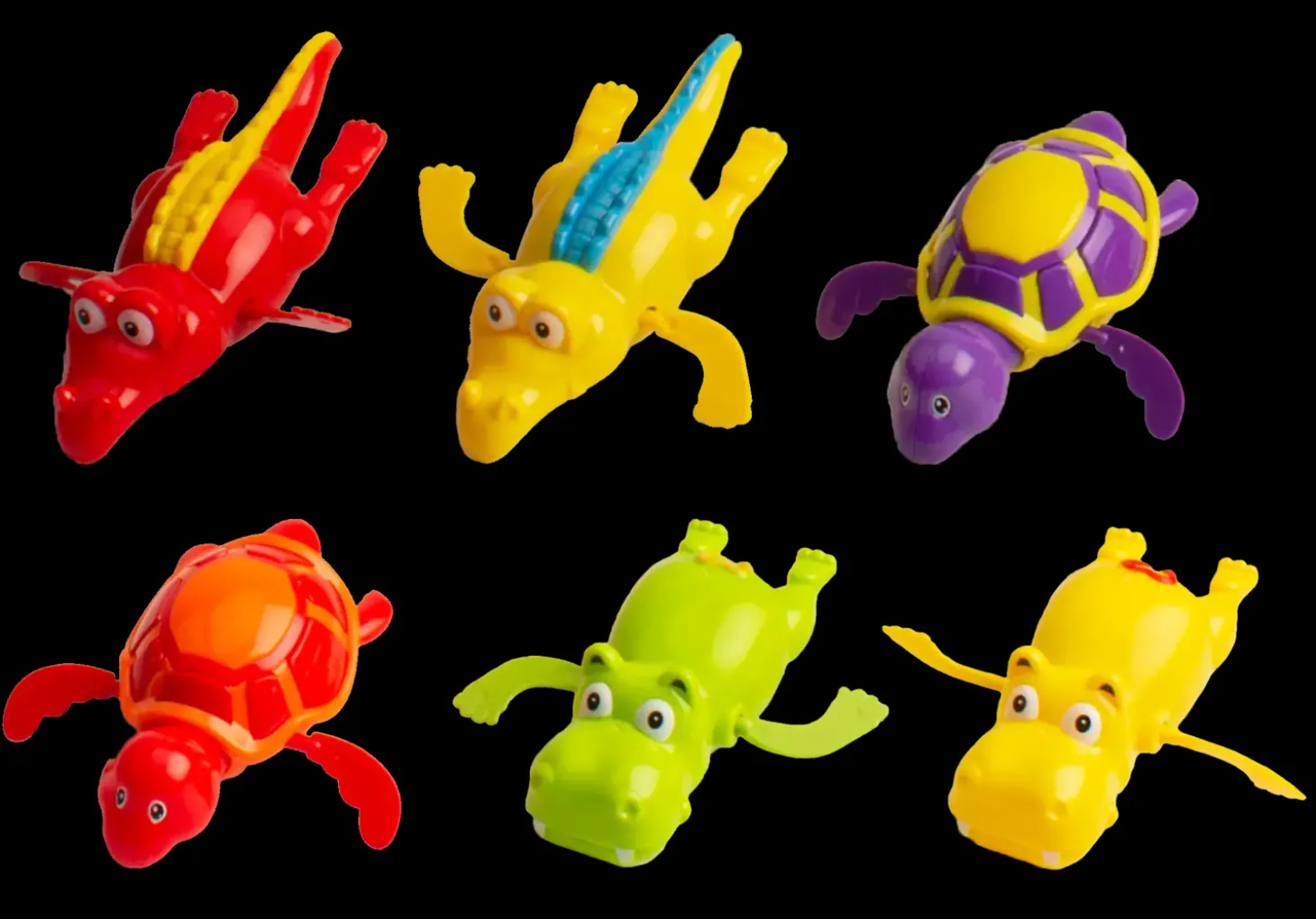 Magni - Træk-op badedyr (skildpadde, krokodille, flodhest), assorteret farve, pris er for 1 stk.