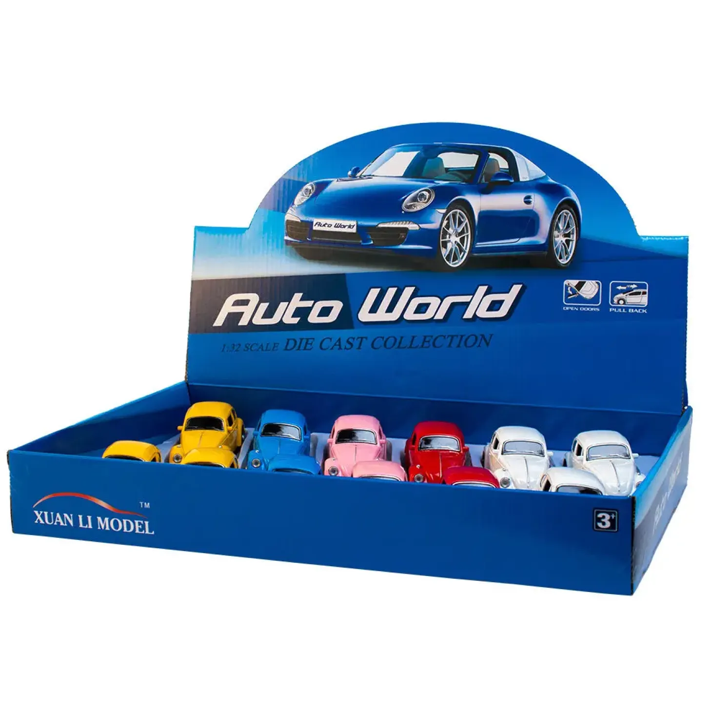 Magni - VW Folkevogn bil med pull-back, assorteret farve, pris er for 1 stk.