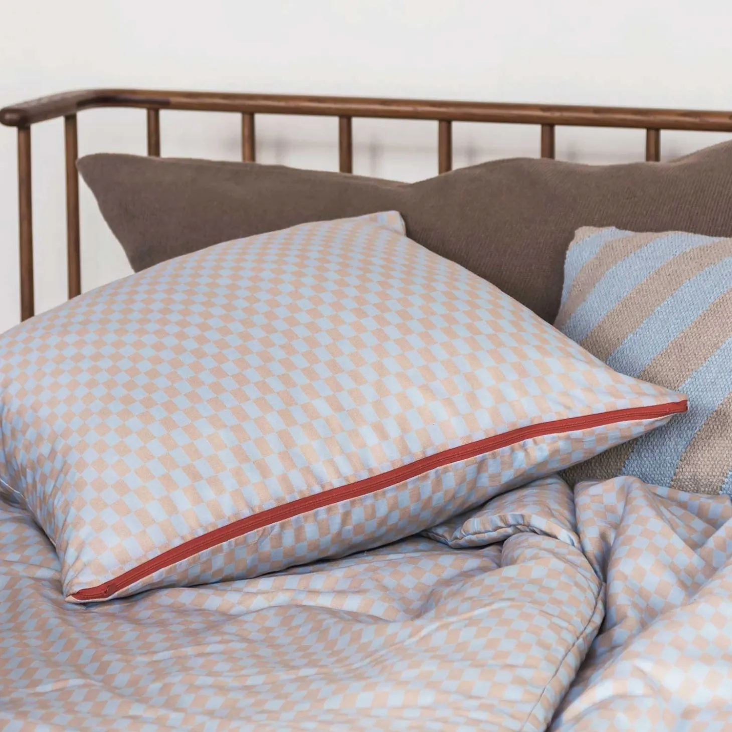 Mette Ditmer - MINI-sengesæt - Light blue/Tan - W200 x L220 cm