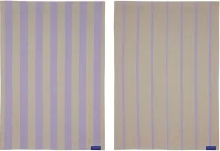 Mette Ditmer - Stripes Viskestykke - 50x70 cm - Sand - Sæt med 2 styk