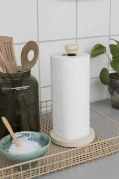 Mette Ditmer - TRAVERTINE kitchen roll holder - Linen