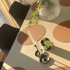 MiLLE W NORDISK DESIGN - Rund Dækkeserviet - Cognac læder - Ø40 cm