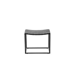 Muubs - Taburet - Soho - sort med flettet læder - 50x31cm, H42 cm