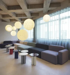 Normann Copenhagen - Dit Table Bright Blue - Travertine Silver