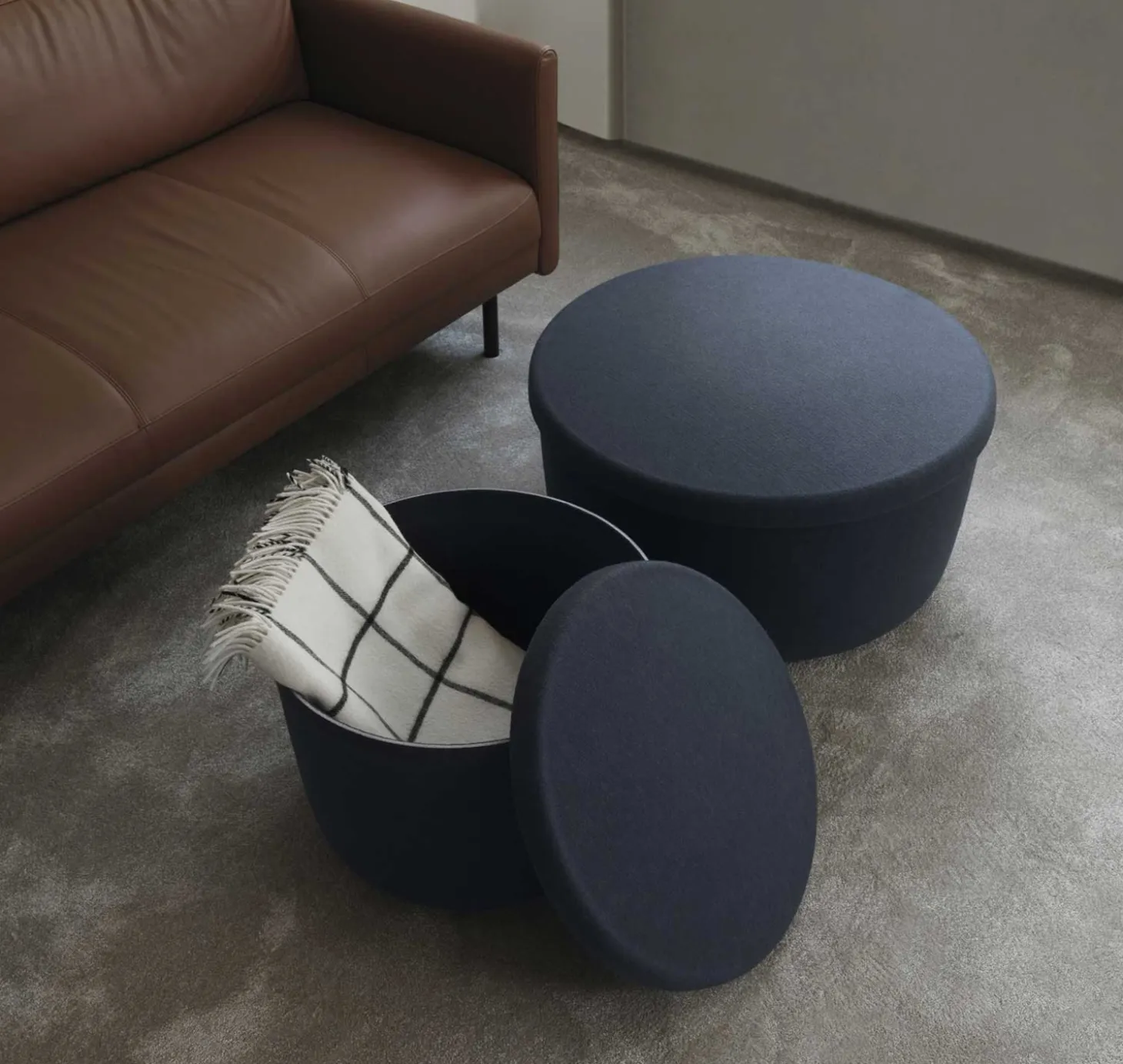 Normann Copenhagen - Hide Opbevarings Puf - Grå - Small