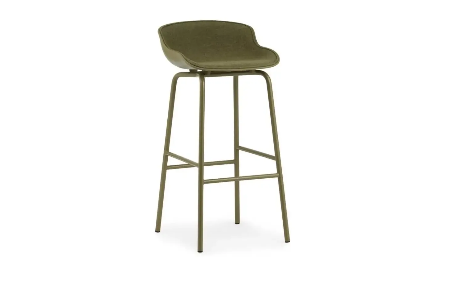 Normann Copenhagen - Hyg Barstool 75 cm Front Upholstery Olive & Olive Steel