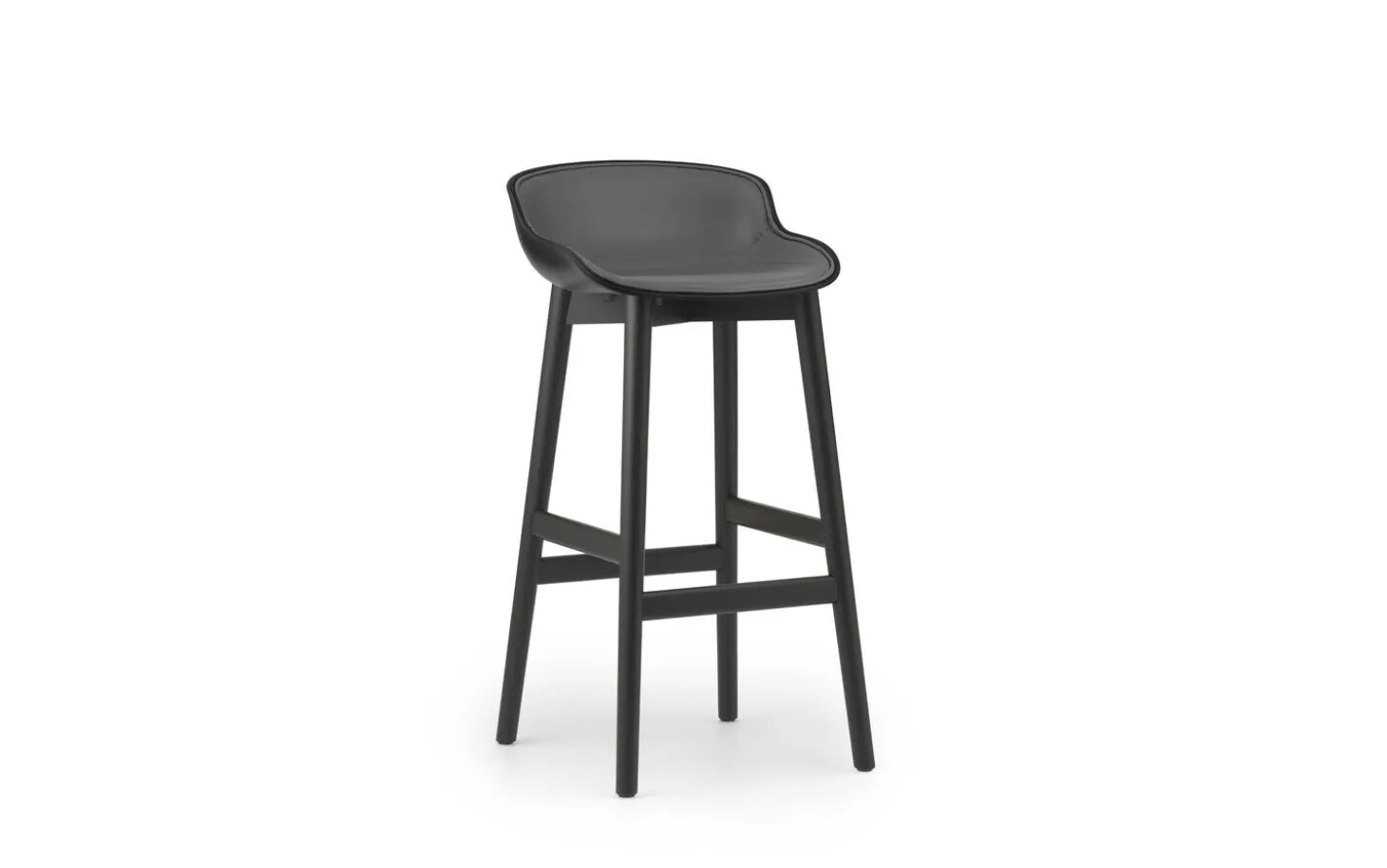 Normann Copenhagen - Hyg Barstool 75 cm Front Upholstery Black & Black Oak