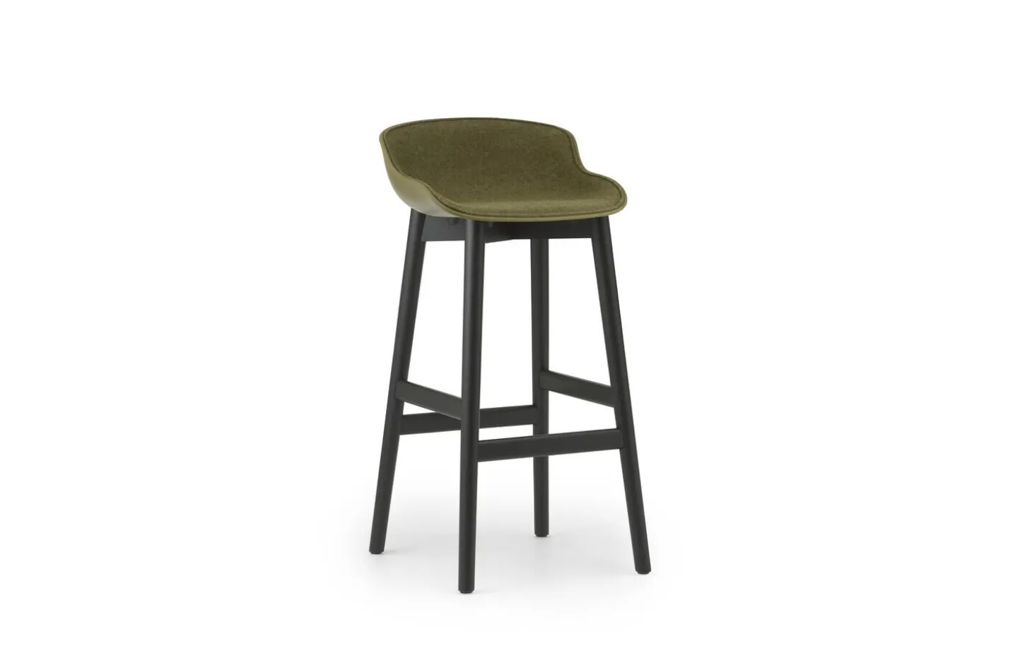 Normann Copenhagen - Hyg Barstool 75 cm Front Upholstery Olive & Black Oak