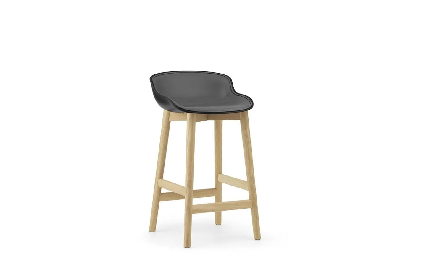 Normann Copenhagen - Hyg Barstool 65 cm Front Upholstery Black & Oak