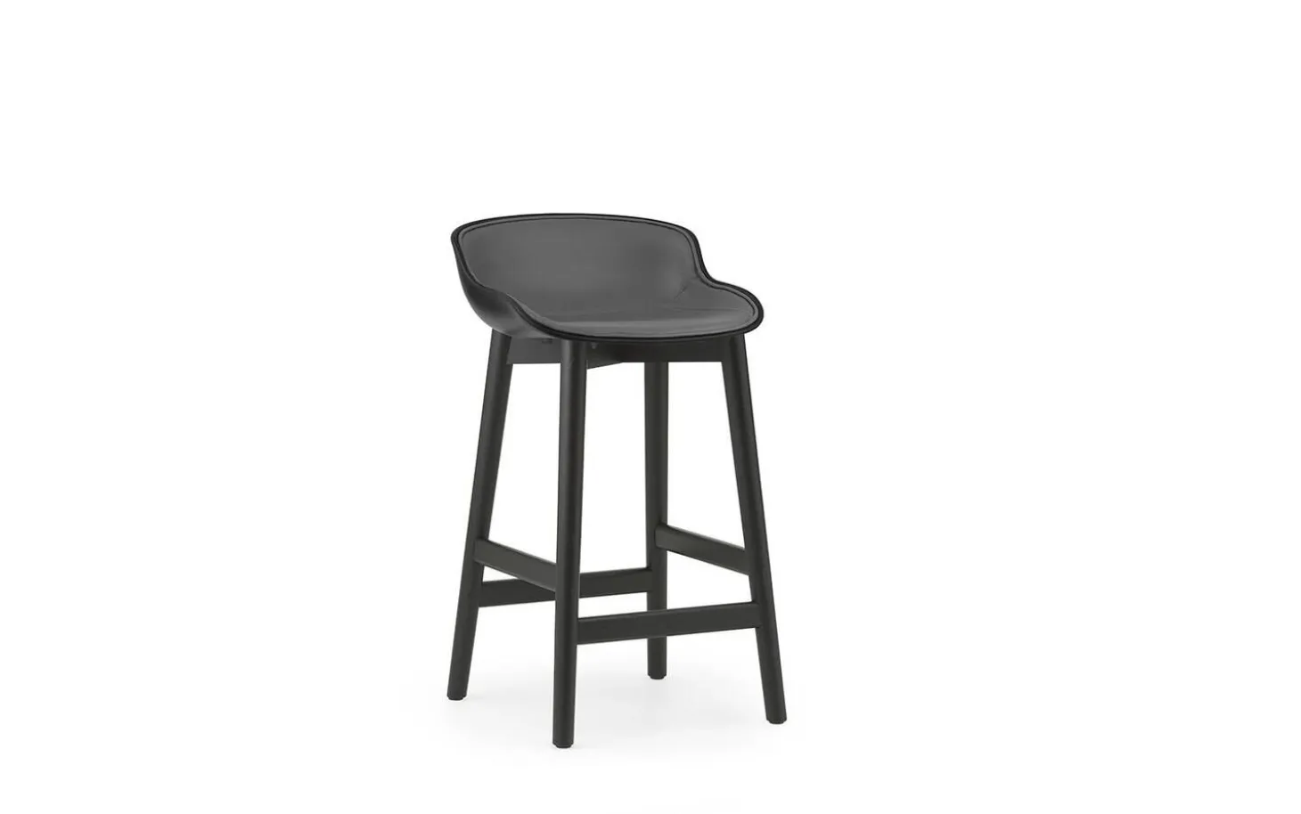 Normann Copenhagen - Hyg Barstool 65 cm Front Upholstery Black & Black Oak