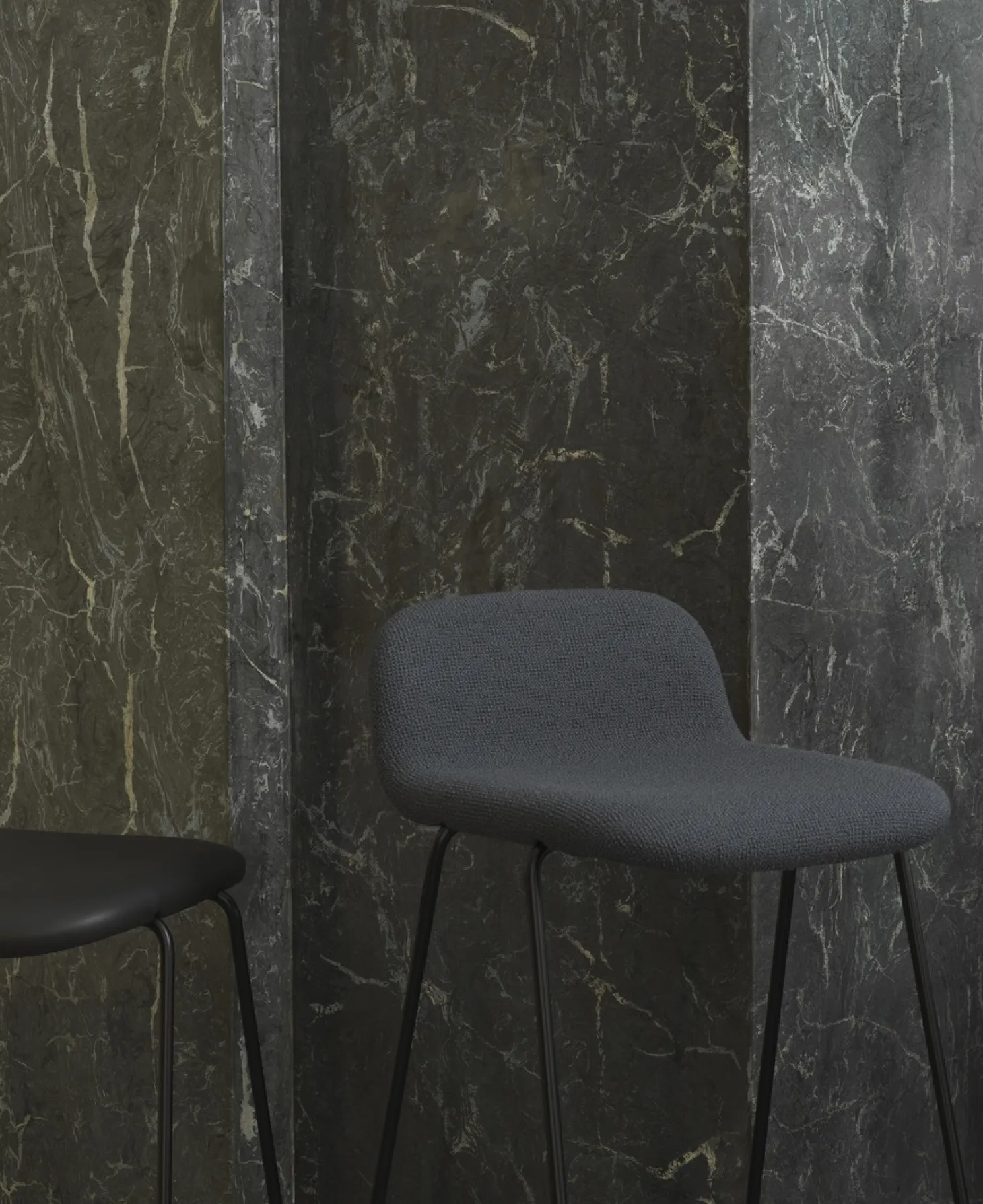 Normann Copenhagen - Just Barstool 75 cm w. back Full Upholstery Black Steel