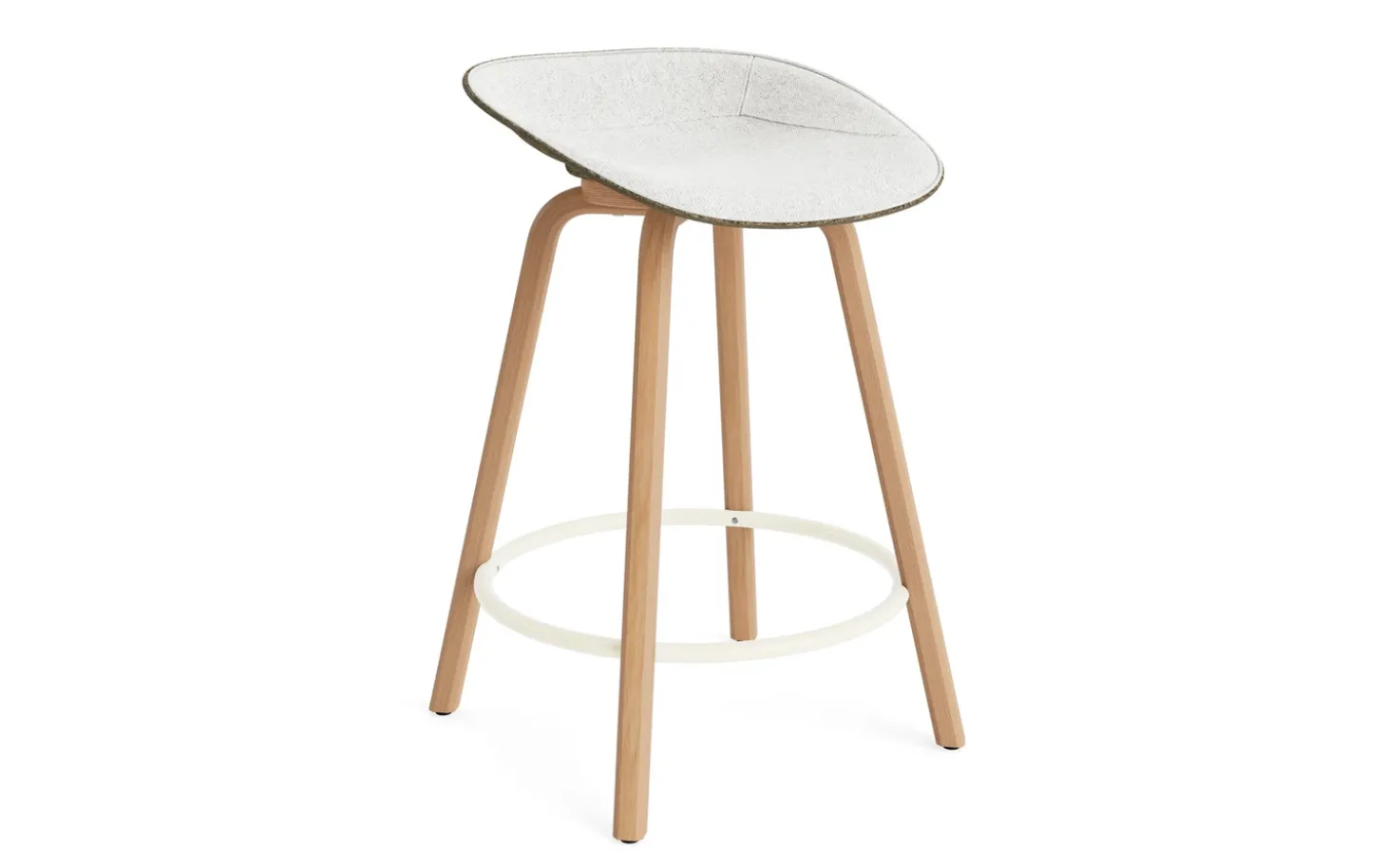Normann Copenhagen - Mat Barstool 65 cm Front Upholstery Seaweed Beech/Cream - Hallingdal 110