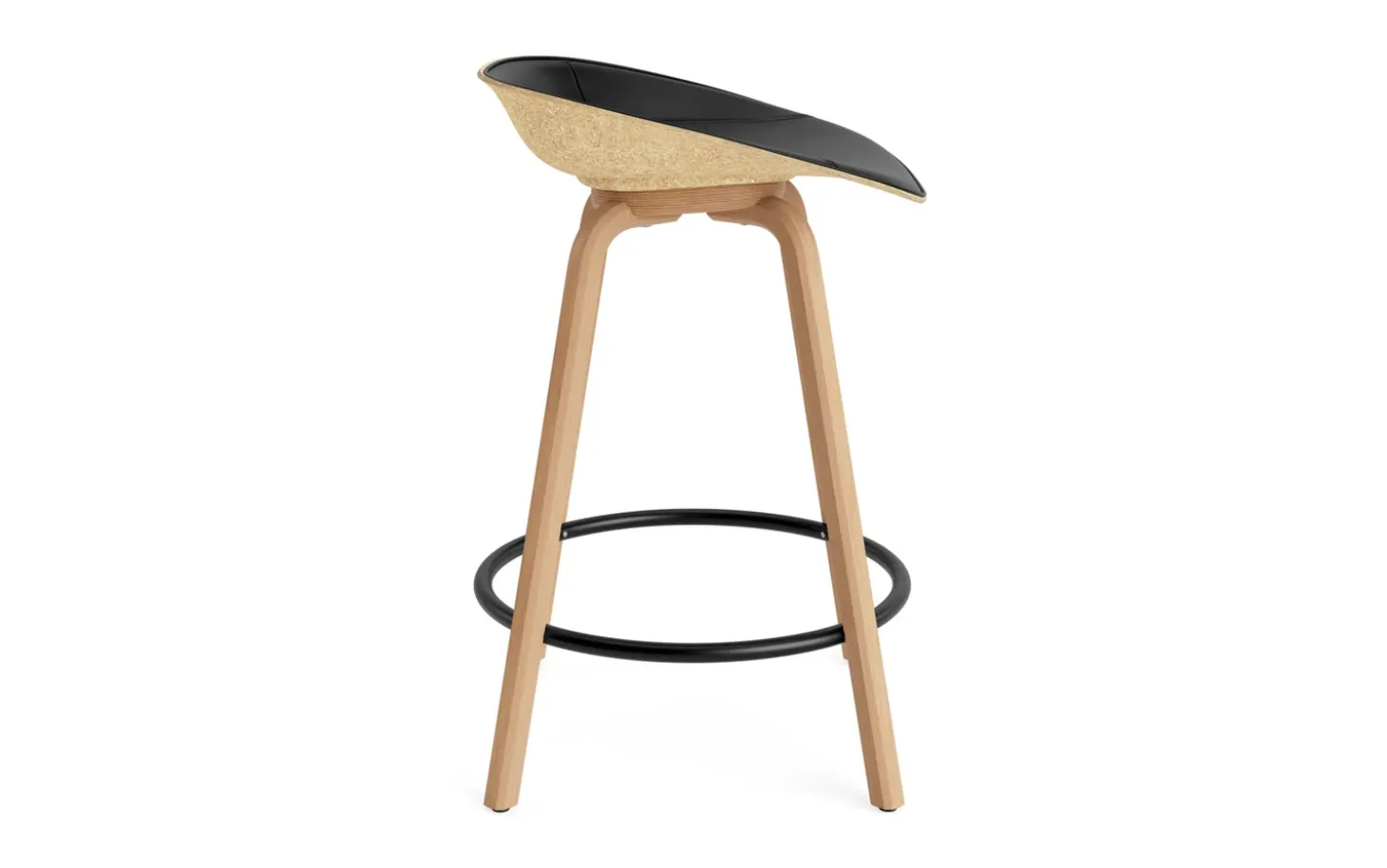 Normann Copenhagen - Mat Barstool 65 cm Front Upholstery Hemp Beech/Black - Ultra 41599