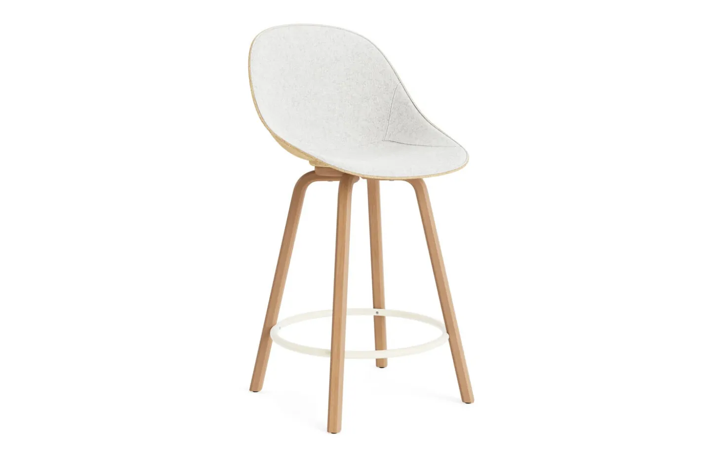 Normann Copenhagen - Mat Bar Chair 65 cm Front Upholstery Hemp Beech/Cream - Hallingdal 110