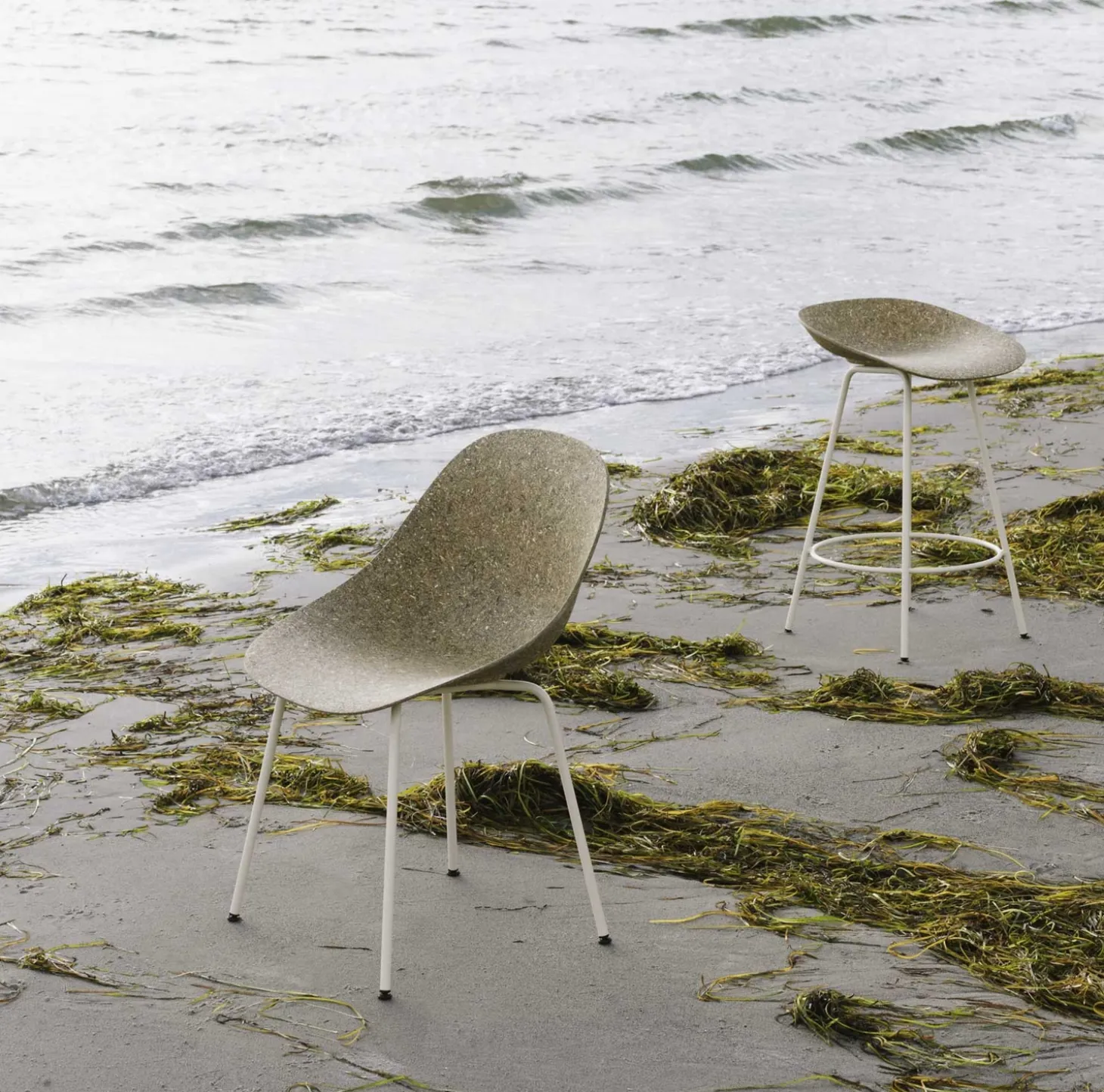 Normann Copenhagen - Spisebordsstol - Mat Chair - Seaweed - Creme/Stål