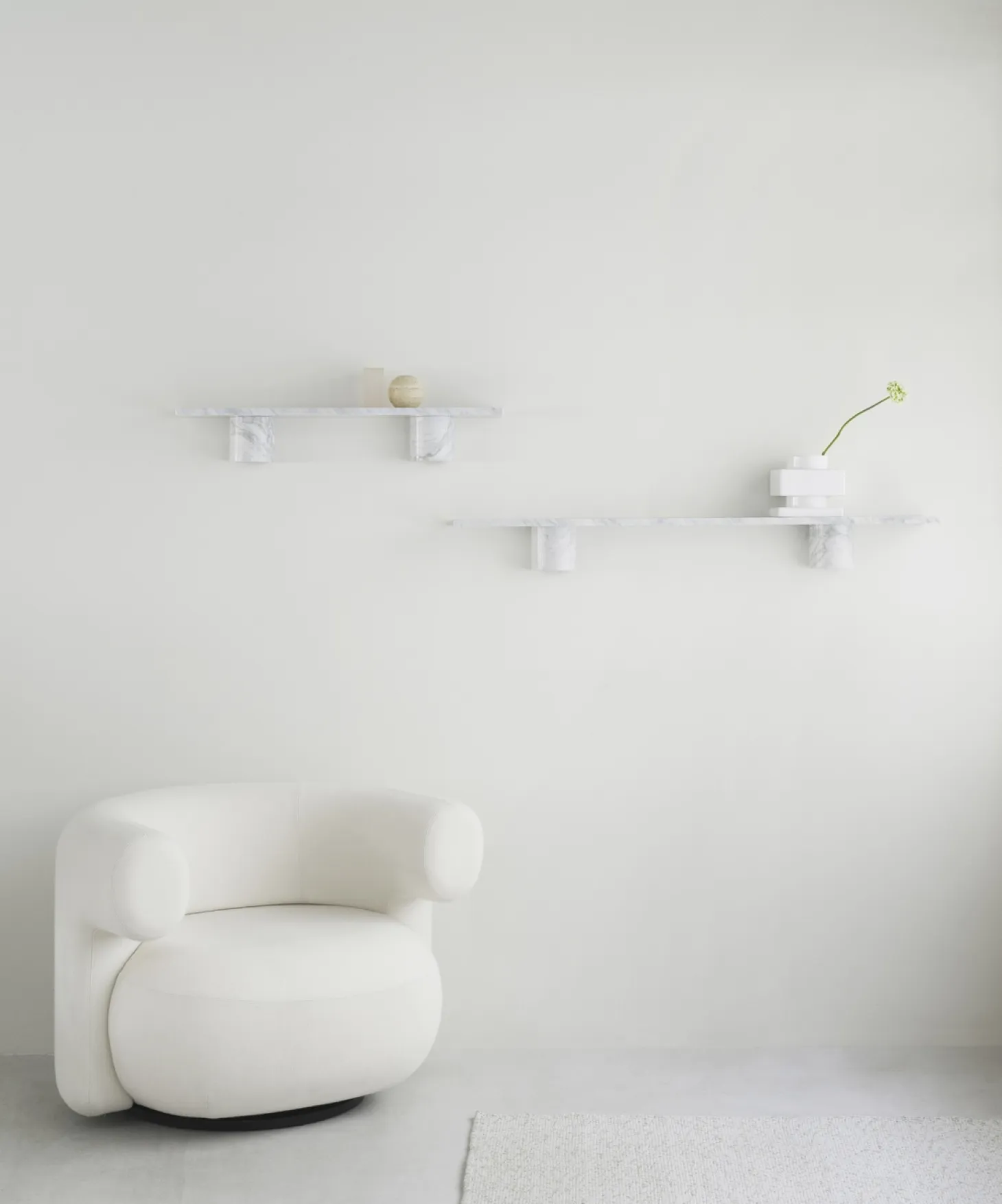 Normann Copenhagen - Sten Hylde - 120 cm - hvid marmor