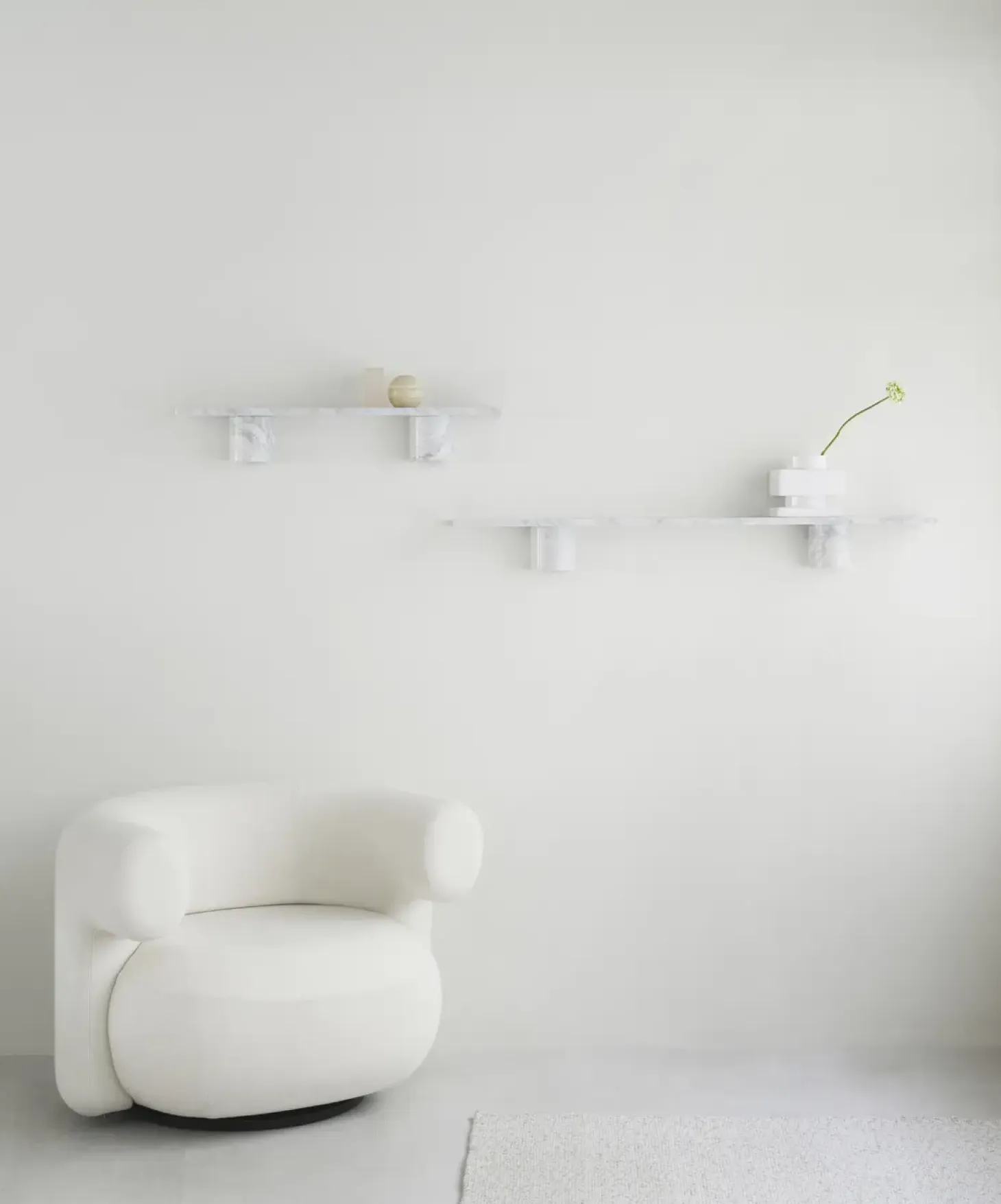 Normann Copenhagen - Sten Hylde - 80 cm - hvid marmor